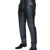 Dolce & Gabbana Blue Silver Shiny Silk Skinny Men Trouser Pants