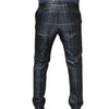 Dolce & Gabbana Blue Silver Shiny Silk Skinny Men Trouser Pants