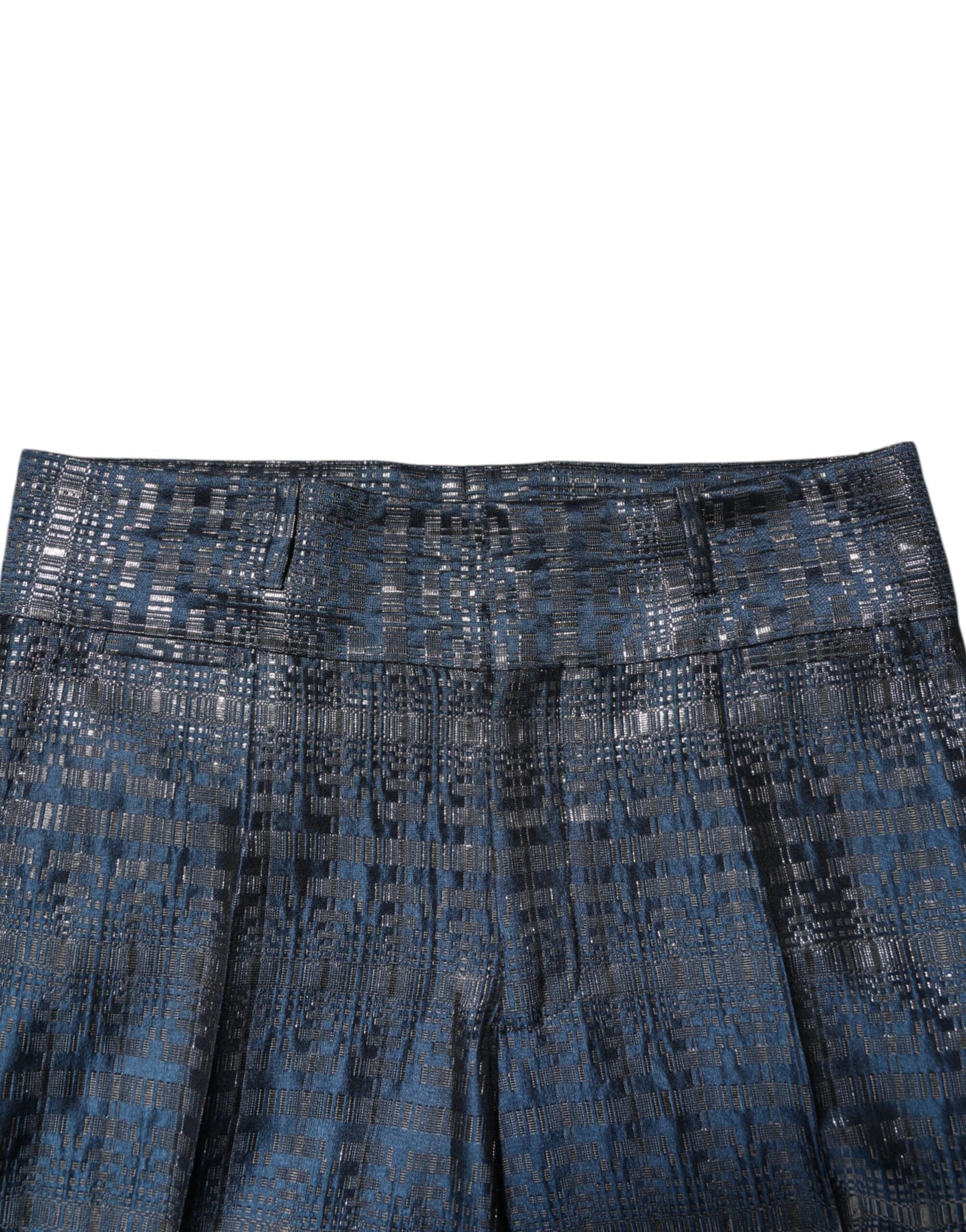 Dolce & Gabbana Blue Silver Shiny Silk Skinny Men Trouser Pants