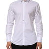 Dolce & Gabbana White Cotton GOLD Long Sleeves Formal Men Shirt