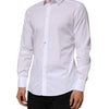 Dolce & Gabbana White Cotton GOLD Long Sleeves Formal Men Shirt