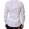 Dolce & Gabbana White Cotton GOLD Long Sleeves Formal Men Shirt