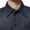 Dolce & Gabbana Blue Denim Button Casual Logo Patch Men Shirt