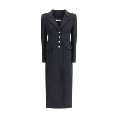 Alessandra Rich Black Fleece Wool Coat