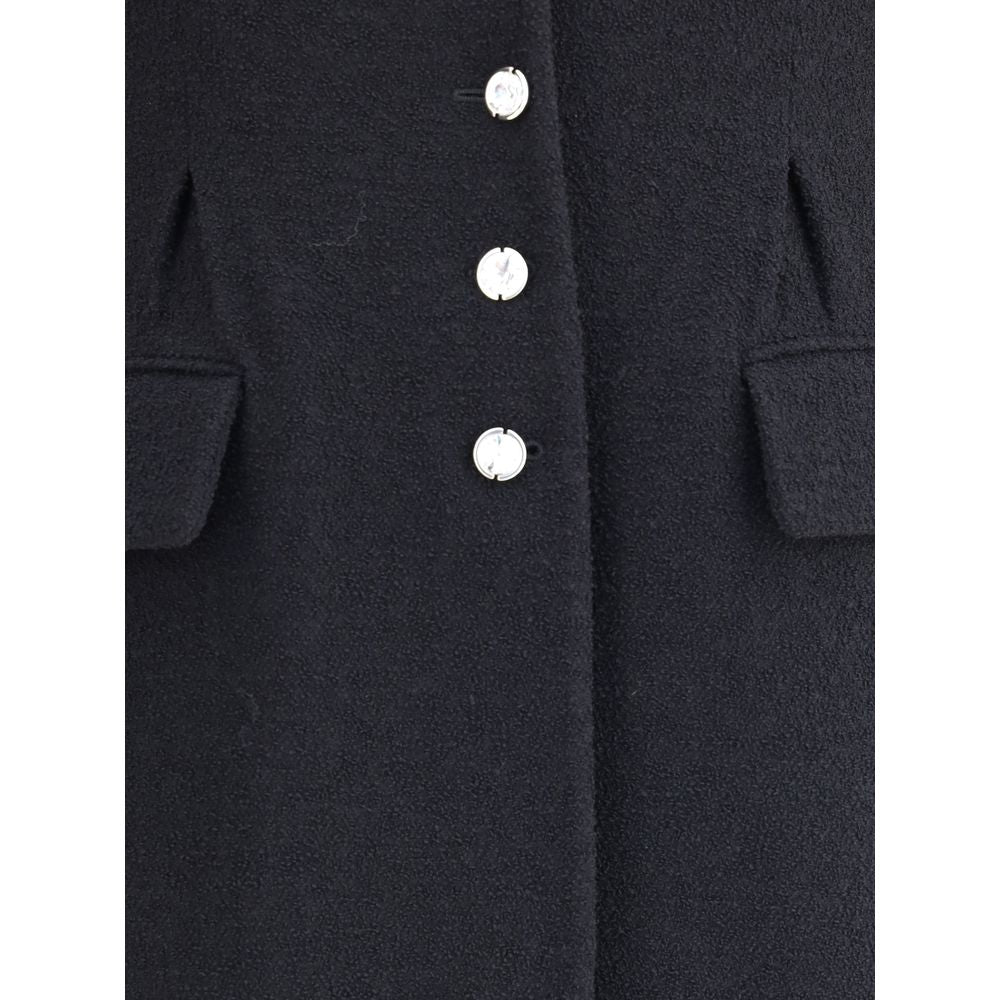 Alessandra Rich Black Fleece Wool Coat