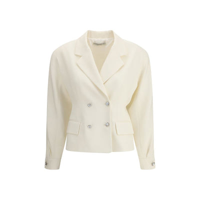 Alessandra Rich Cream Fleece Wool Blazer
