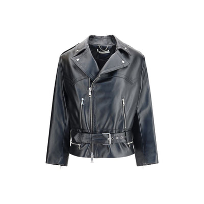 Alessandra Rich Schwarze Leder-Bikerjacke