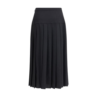 Alessandra Rich Black Fleece Wool Midi Skirt