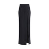 Alessandra Rich Black Fleece Wool Long Skirt