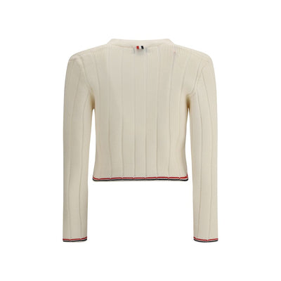 Thom Browne Strickjacke aus cremefarbenem Fleece