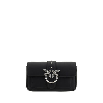 PINKO Black Calf Leather Bos Taurus Shoulder Bag