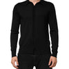Dolce & Gabbana Black Silk Button Up Lightweight Sweater
