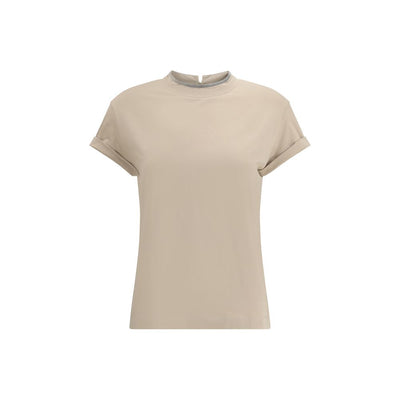 Brunello Cucinelli Beige Elastan-T-Shirt