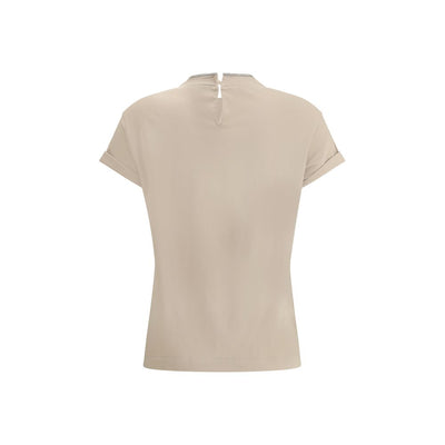 Brunello Cucinelli Beige Elastan-T-Shirt