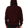 Dolce & Gabbana Burgundy Cotton Plaid Lined Men Hoodie Sweater