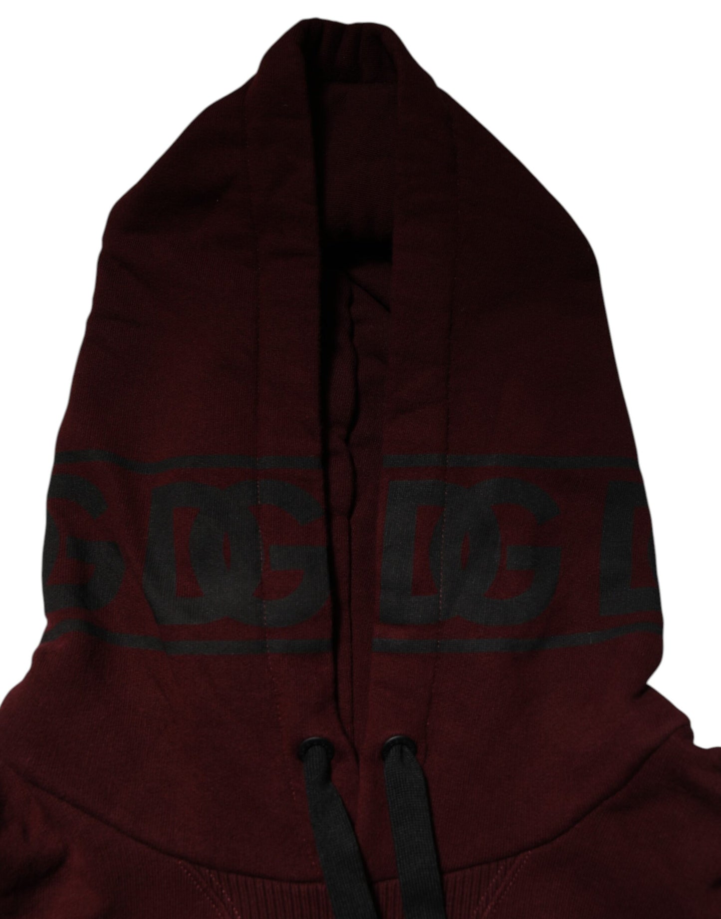 Dolce & Gabbana Burgundy Cotton Plaid Lined Men Hoodie Sweater