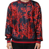 Dolce & Gabbana Silk Navy Red Coral Print Pullover Sweater
