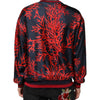 Dolce & Gabbana Silk Navy Red Coral Print Pullover Sweater