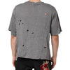 Dolce & Gabbana Gray Cotton Tattered Logo Patch Men T-shirt