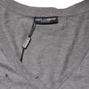 Dolce & Gabbana Gray Cotton Tattered Logo Patch Men T-shirt