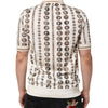 Dolce & Gabbana Silk Ivory Coin Print Logo Men Polo T-shirt