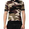 Dolce & Gabbana Camouflage Brown Silk MilitaryPolo T-shirt