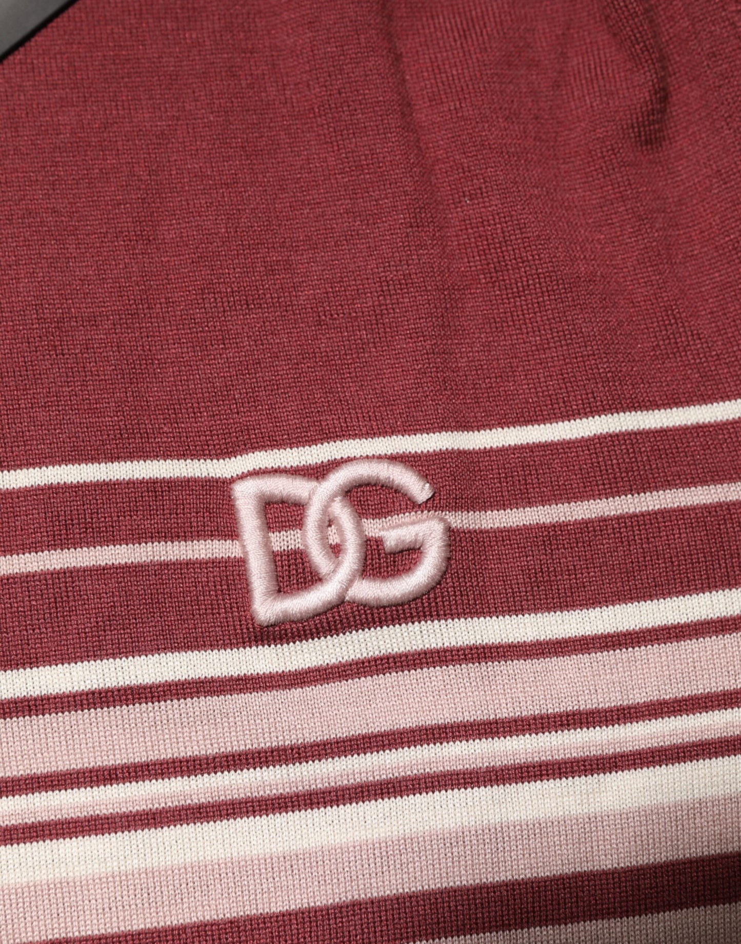 Dolce & Gabbana Cotton Burgundy Striped DG Logo Polo  T-shirt