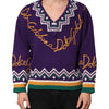 Dolce & Gabbana Purple Wool DG Logo Men Knit Pullover Sweater