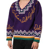 Dolce & Gabbana Purple Wool DG Logo Men Knit Pullover Sweater