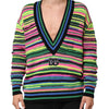 Dolce & Gabbana Multicolor DG Logo V-Neck Knit Pullover Sweater