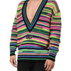 Dolce & Gabbana Multicolor DG Logo V-Neck Knit Pullover Sweater