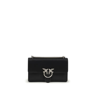 PINKO Black Calf Leather Bos Taurus Shoulder Bag