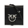 PINKO Black Calf Leather Bos Taurus Shoulder Bag
