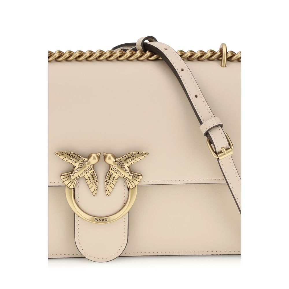 PINKO Beige Calf Leather Bos Taurus Shoulder Bag