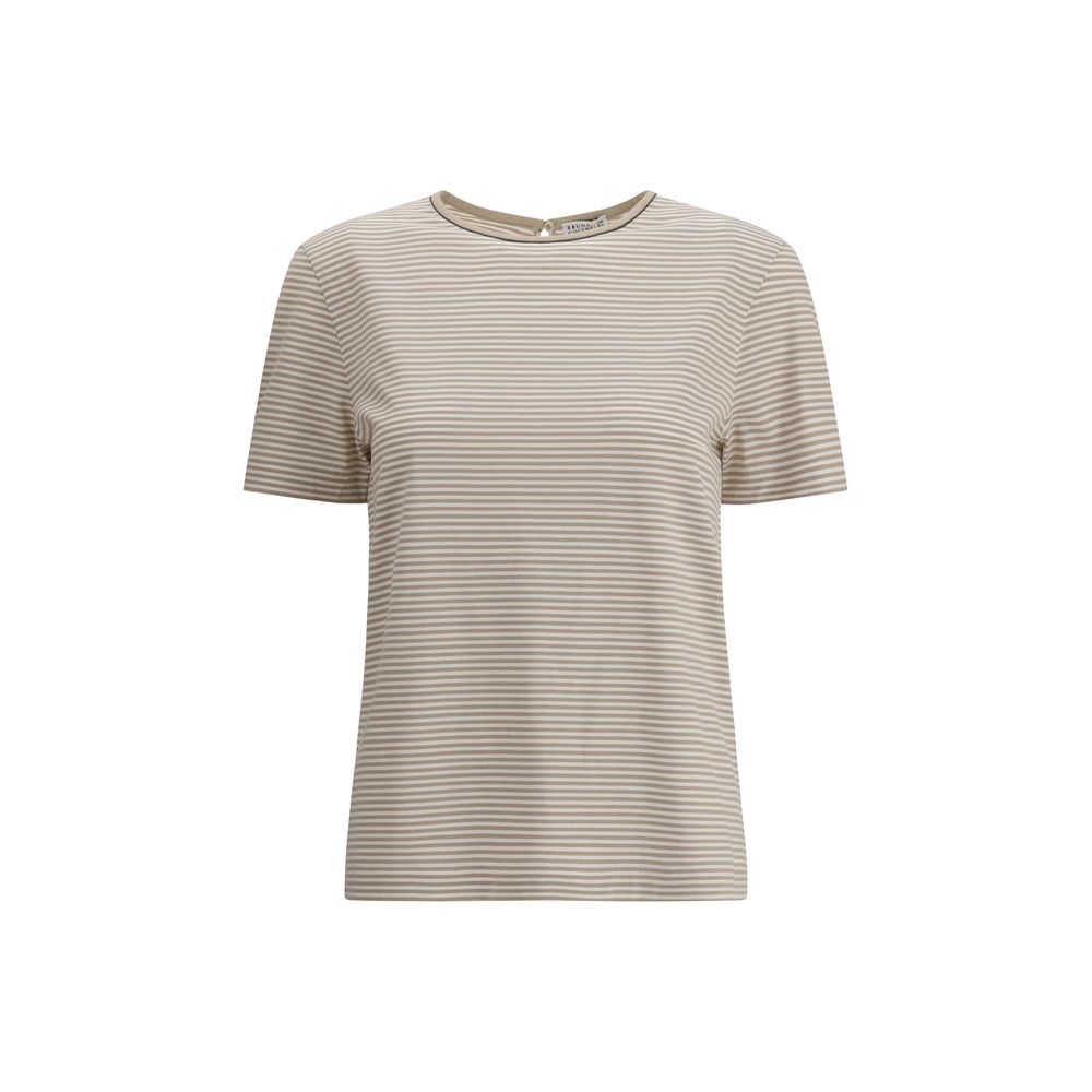 Brunello Cucinelli Beige Baumwoll-T-Shirt
