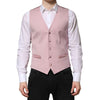 Dolce & Gabbana Pink Wool Dress Formal Men Waistcoat Vest