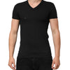 Dolce & Gabbana Black Cotton Tattered Logo V-Neck Men T-shirt
