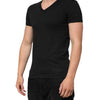 Dolce & Gabbana Black Cotton Tattered Logo V-Neck Men T-shirt