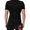 Dolce & Gabbana Black Cotton Plain V-Neck Men Shirt T-shirt