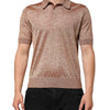 Dolce & Gabbana Brown Silk Textured Short Sleeve Polo T-shirt
