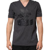 Dolce & Gabbana Black Charcoal DG Logo V-Neck Men T-shirt