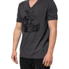 Dolce & Gabbana Black Charcoal DG Logo V-Neck Men T-shirt