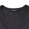Dolce & Gabbana Black Charcoal DG Logo V-Neck Men T-shirt