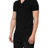 Dolce & Gabbana Black Cotton Slim Fit Men V-Neck Shirt T-shirt