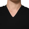 Dolce & Gabbana Black Cotton Slim Fit Men V-Neck Shirt T-shirt