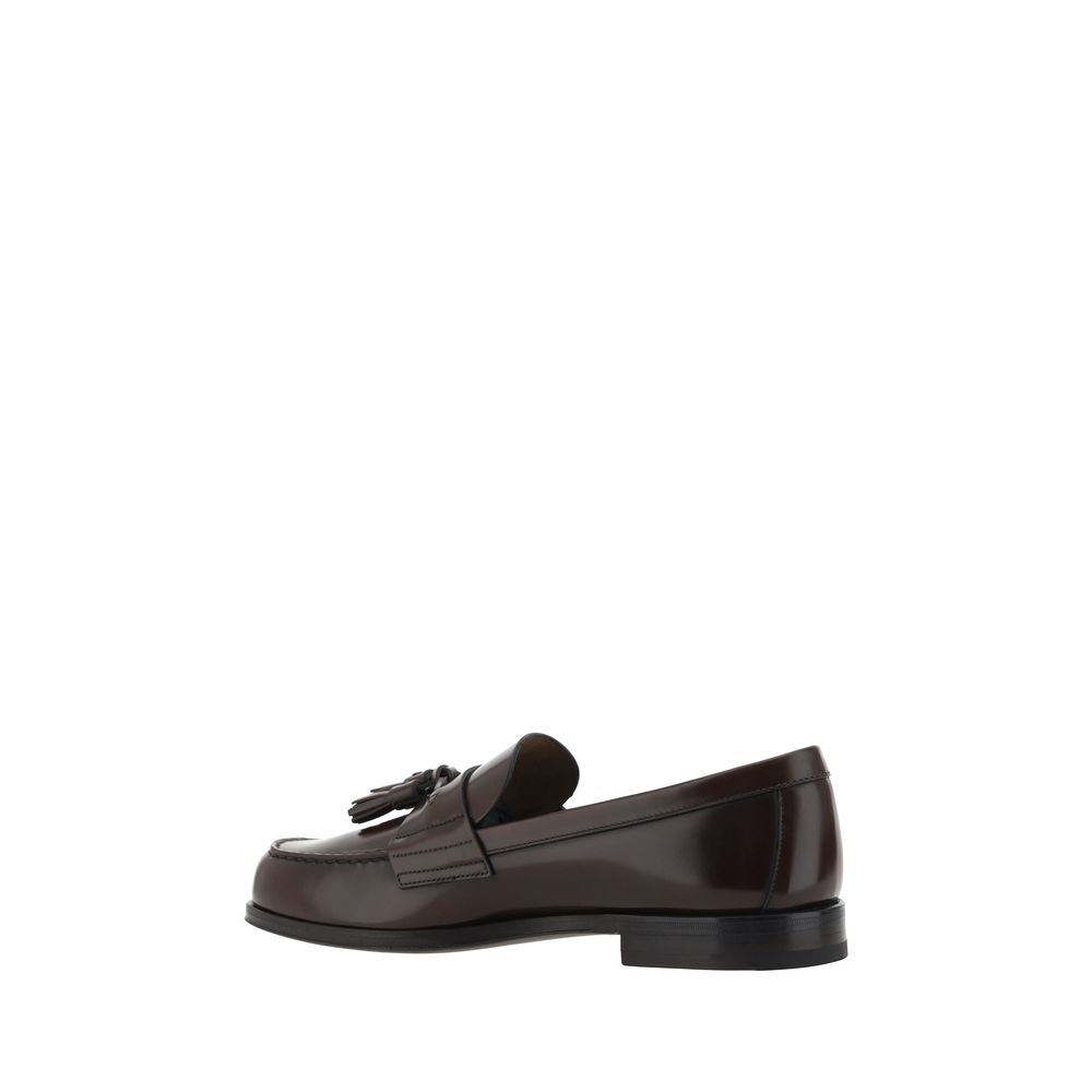 Prada Brown Calf Leather Bos Taurus Slip-On Loafers