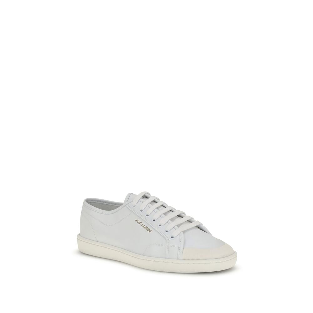 Saint Laurent Bos Taurus Low Top Sneakers aus weißem Kalbsleder