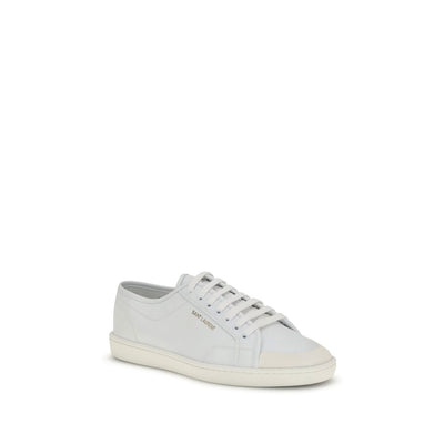 Saint Laurent Bos Taurus Low Top Sneakers aus weißem Kalbsleder