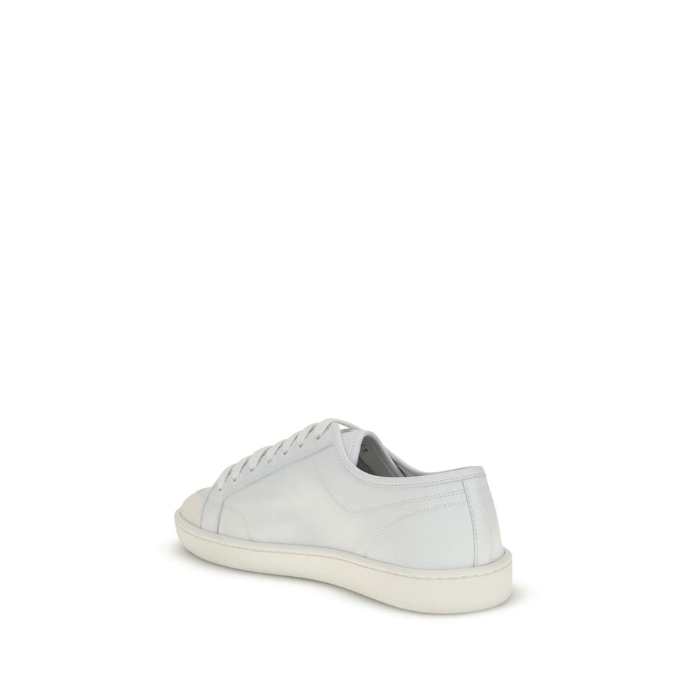 Saint Laurent Bos Taurus Low Top Sneakers aus weißem Kalbsleder