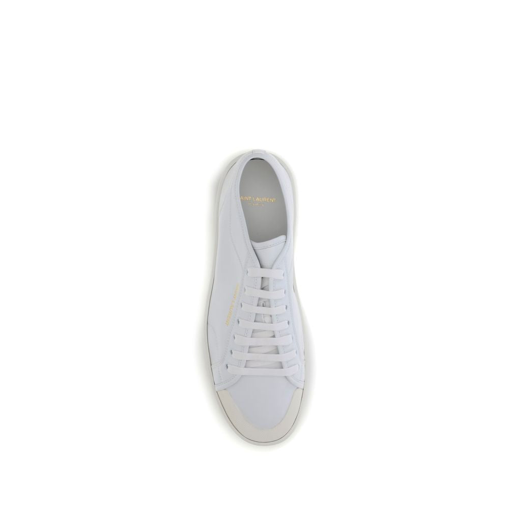 Saint Laurent Bos Taurus Low Top Sneakers aus weißem Kalbsleder